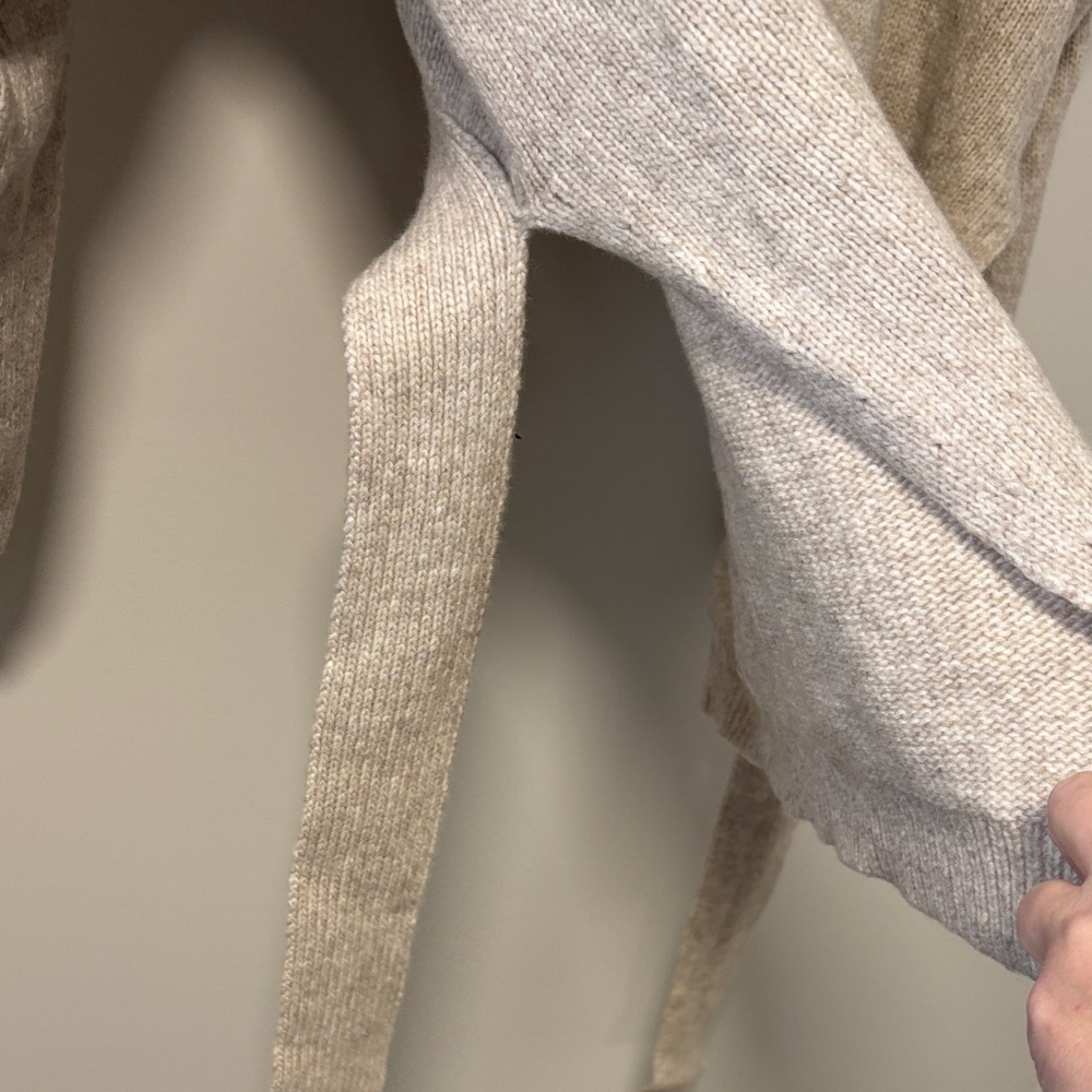 Elizabeth and James Beige V-Neck Sweater with Tie Waist - Picture 5 of 7